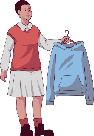 Illustration Fille avec sweat-shirt aux formats PNG, SVG