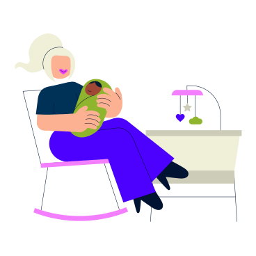 Woman cradling a baby animated illustration in GIF, Lottie (JSON), AE