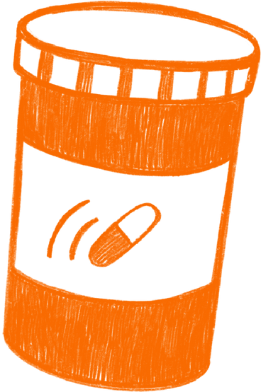 orange jar of pills PNG, SVG