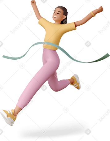 3D running to finish line PNG, SVG