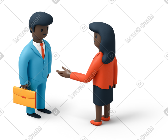 3D 女商人伸出她的手迎接一个商人 PNG, SVG