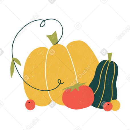 Pumpkins and tomatoes Illustration in PNG, SVG