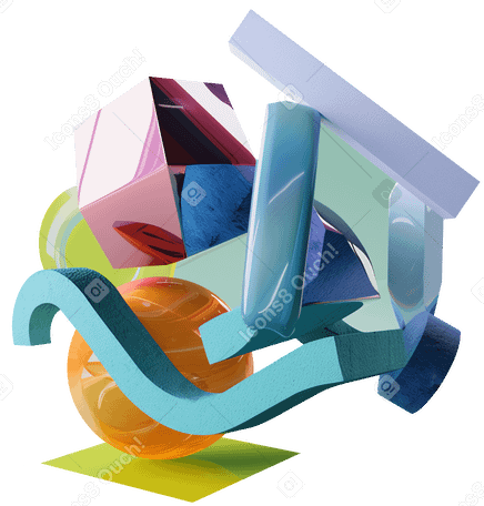 3D dynamic abstract composition PNG, SVG