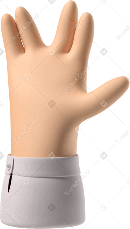 3D White skin hand giving the vulcan salute PNG, SVG