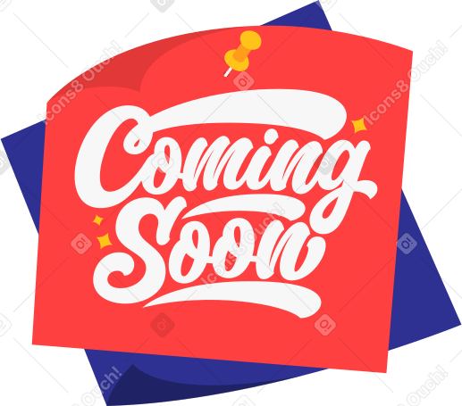 lettering coming soon sticker paper note Illustration in PNG, SVG