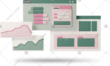 Statistics bars and line graphs PNG, SVG