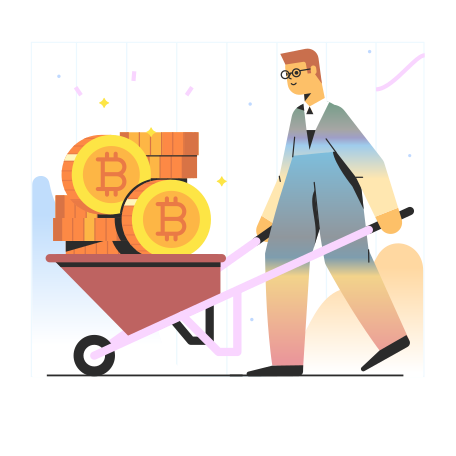 Bitcoin mining Illustration in PNG, SVG