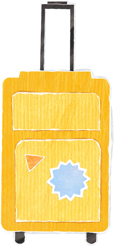 yellow suitcase with stickers PNG, SVG