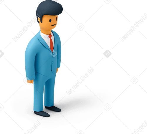 3D Man in a blue suit PNG, SVG