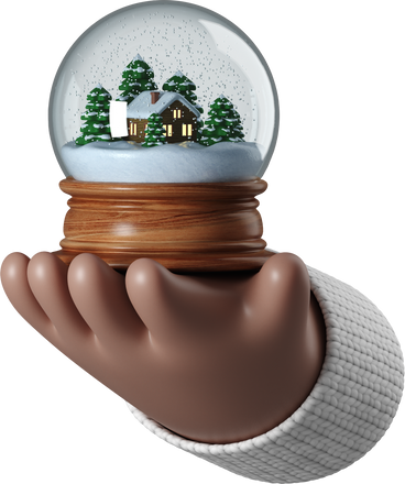 Brown skin hand holding a snow globe PNG, SVG