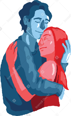 man and woman couple hugging Illustration in PNG, SVG