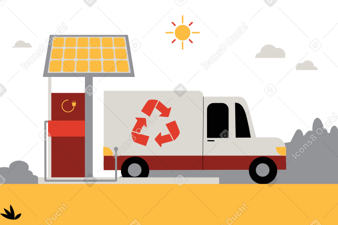 Electric charging station with solar panel PNG, SVG