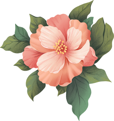 large rosehip flower with green leaves PNG, SVG