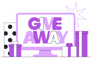 Lettering Giveaway with gift boxes text PNG, SVG