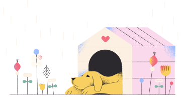 dog sleeping in kennel PNG, SVG
