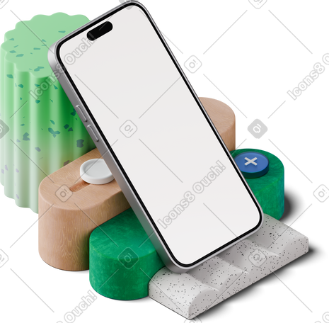 3D isometric view of smartphone mockup based on abstract figures PNG, SVG