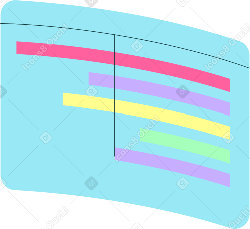 カラフルなラインが入った湾曲した窓 PNG、SVG