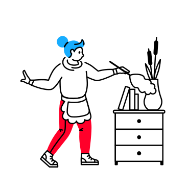 Woman dusting off drawers PNG, SVG