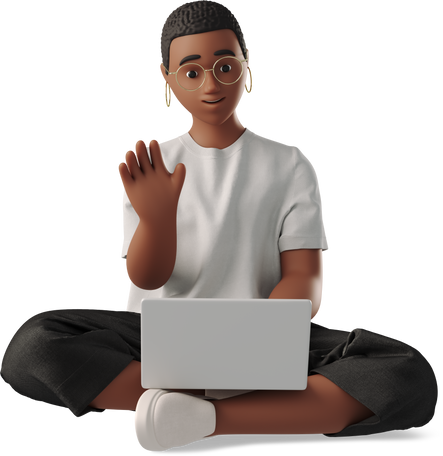 3D girl chatting online Illustration in PNG, SVG