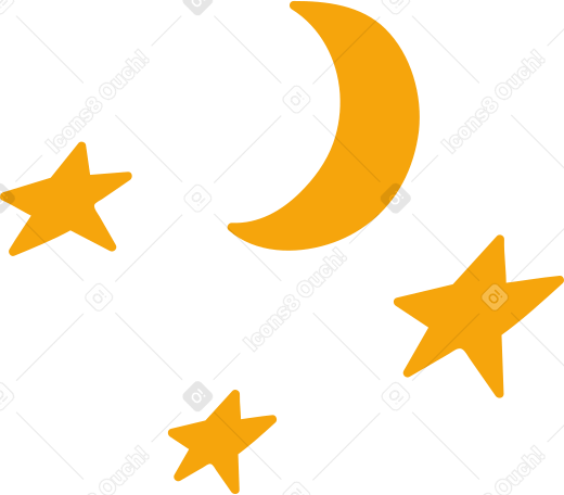 three stars around the month Illustration in PNG, SVG