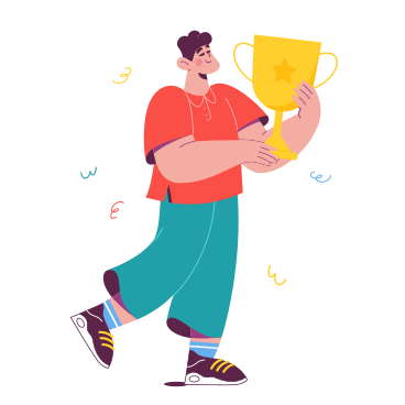 Man received the winner's cup PNG, SVG