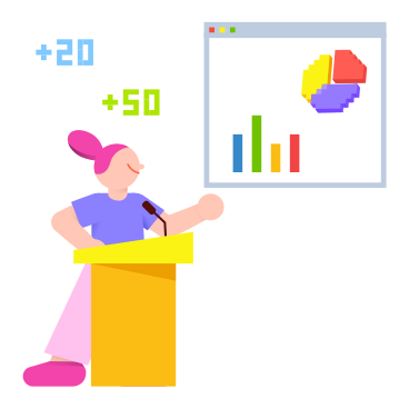 Young woman giving a presentation PNG, SVG