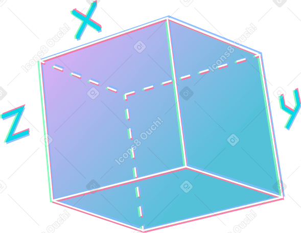 Cube à côtés xyz PNG, SVG
