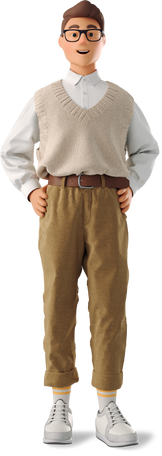 young man in formalwear standing with hands on hip Illustration in PNG, SVG