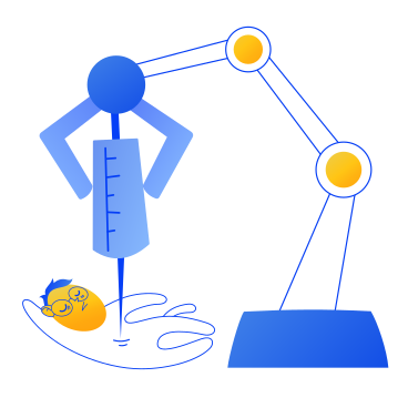 Robotic arm conducting an experiment on character PNG, SVG