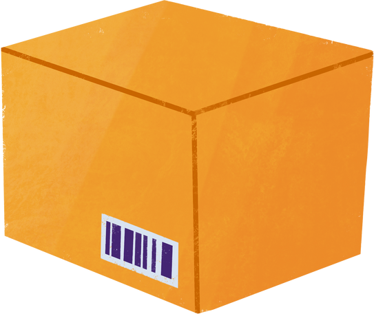 cardboard container with barcode Illustration in PNG, SVG