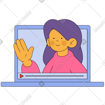 Woman on a computer monitor动态插图，格式有GIF、Lottie (JSON)、AE