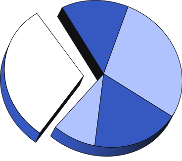 Pie chart with white part PNG, SVG
