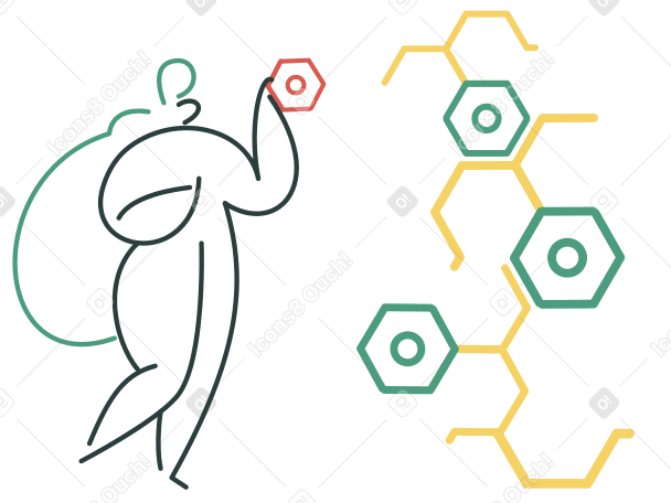 Molecular chain Illustration in PNG, SVG