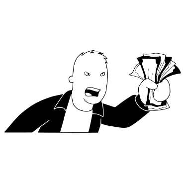 Personnage de doodle disant de prendre son argent PNG, SVG