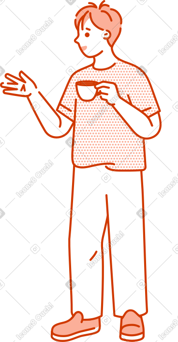 男人拿着一杯茶 PNG, SVG