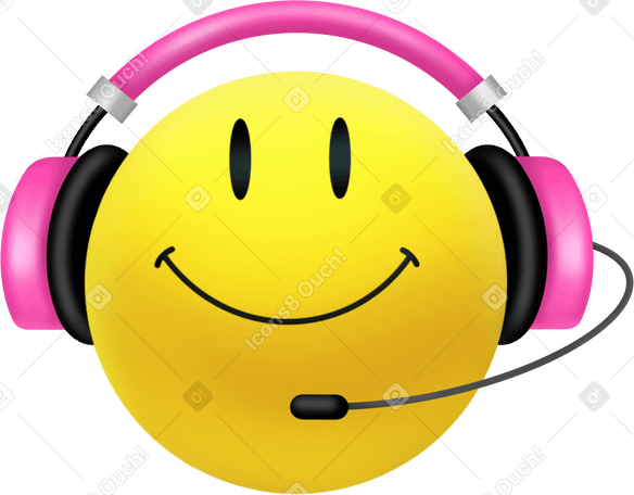 smiley with headphones PNG, SVG