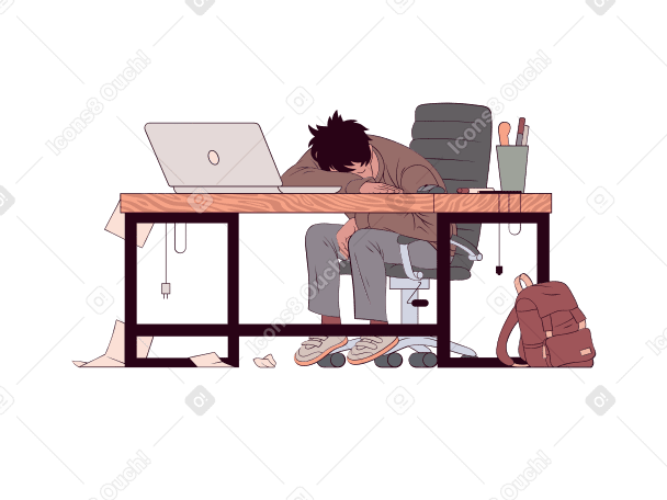 Man sleeping at the desk PNG, SVG