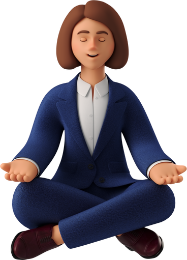 businesswoman in blue suit meditating PNG, SVG