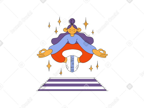 Girl meditating in the lotus position Illustration in PNG, SVG