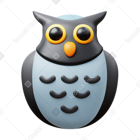 3D owl Illustration in PNG, SVG