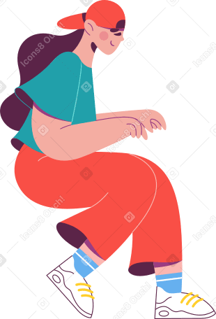 girl in a cap typing something Illustration in PNG, SVG