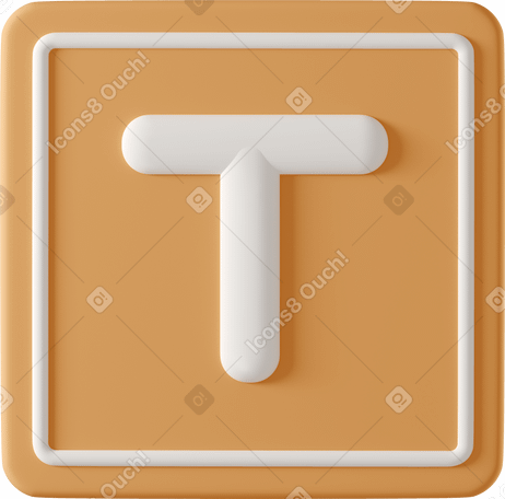 3D white letter T on orange background Illustration in PNG, SVG