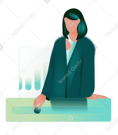 Женщина, работающая с аналитикой в PNG, SVG