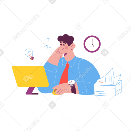 Office worker is sleeping at the computer Illustration in PNG, SVG