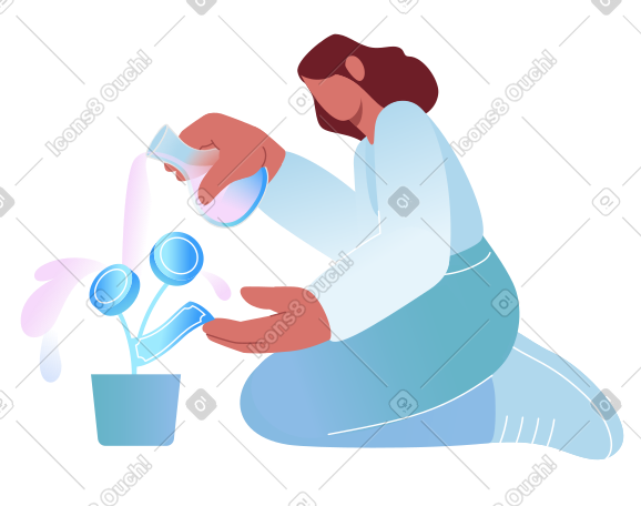 女性投资者种植她的金钱树 PNG, SVG