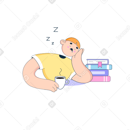 Man fell asleep while studying PNG, SVG