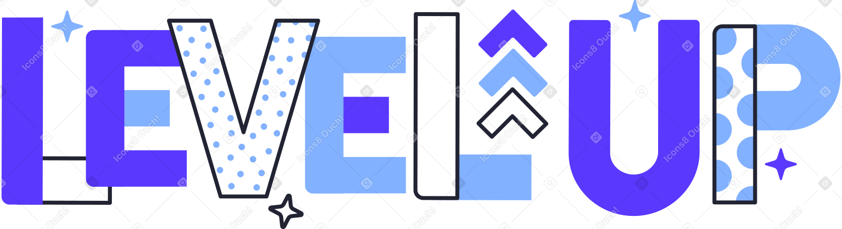 lettering level up Illustration in PNG, SVG