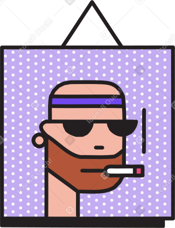 portrait of a man with a cigar Illustration in PNG, SVG