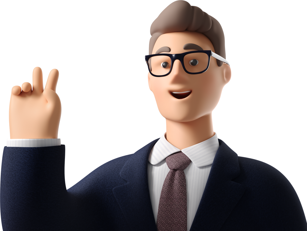 close up of businessman in dark blue suit with peace sign hand Illustration in PNG, SVG
