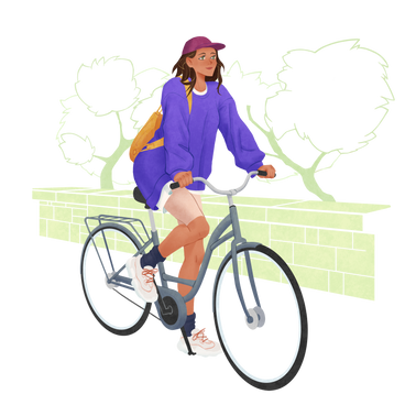 Woman riding bicycle PNG, SVG